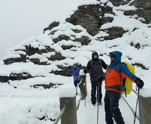 Snowfall at Tilicho Lake